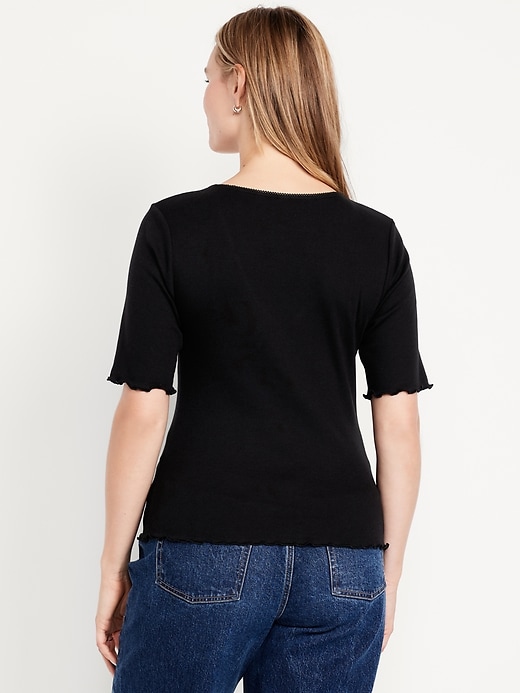 Image number 5 showing, Ruffle-Trim Ribbed Top