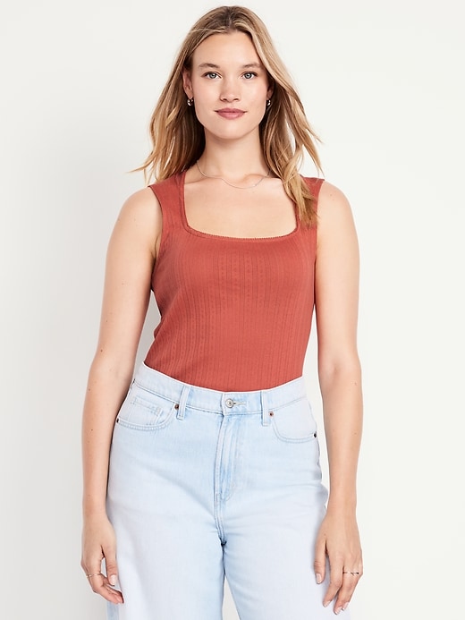 Image number 3 showing, Sleeveless Pointelle Top