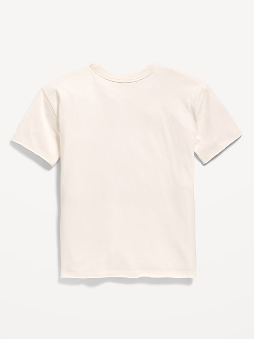 Voir une image plus grande du produit 2 de 2. T-shirt surdimensionné à lisière brute et à manches courtes avec imprimé pour fille