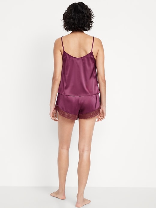 Image number 2 showing, Lace-Trim Satin Pajama Short Set