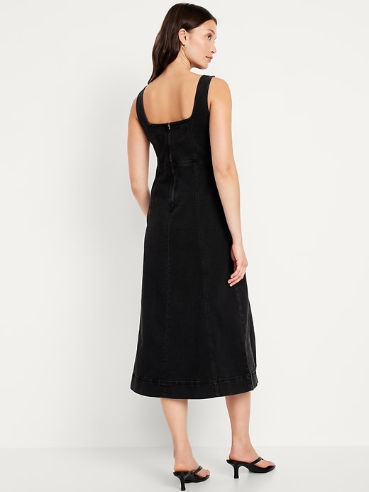 Image number 2 showing, Fit & Flare Sleeveless Denim Midi Dress