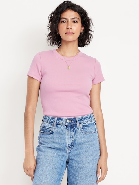 T-shirt court moulant - Rose