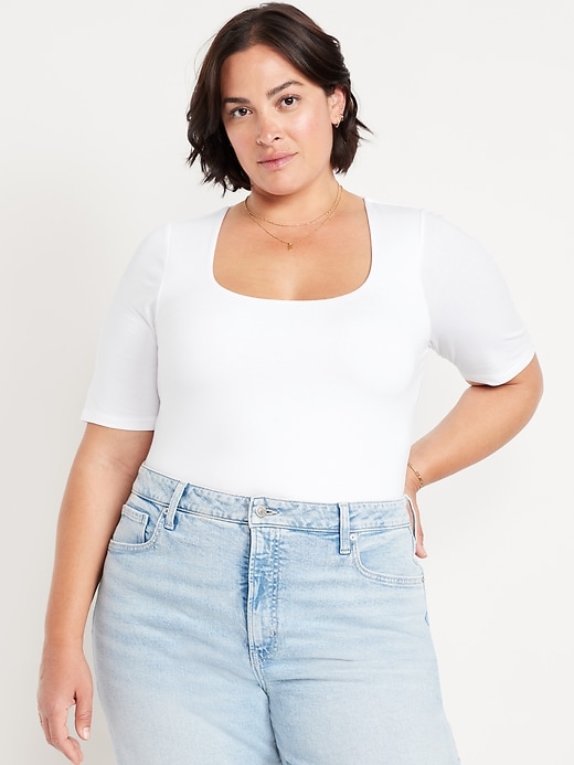 Image number 6 showing, Double-Layer Elbow-Sleeve Scoop-Neck T-Shirt