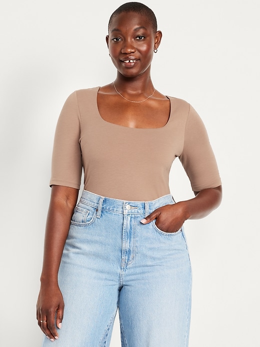 Image number 3 showing, Double-Layer Scoop-Neck T-Shirt