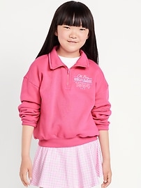 Image number 1 showing, Oversized Quarter-Zip Graphic Sweatshirt for Girls