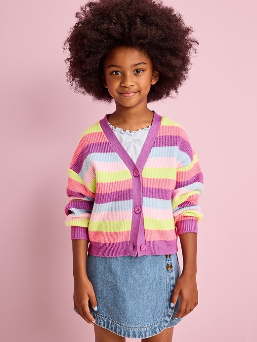 View large product image 1 of 2. Printed Button-Front Cardigan Sweater for Girls