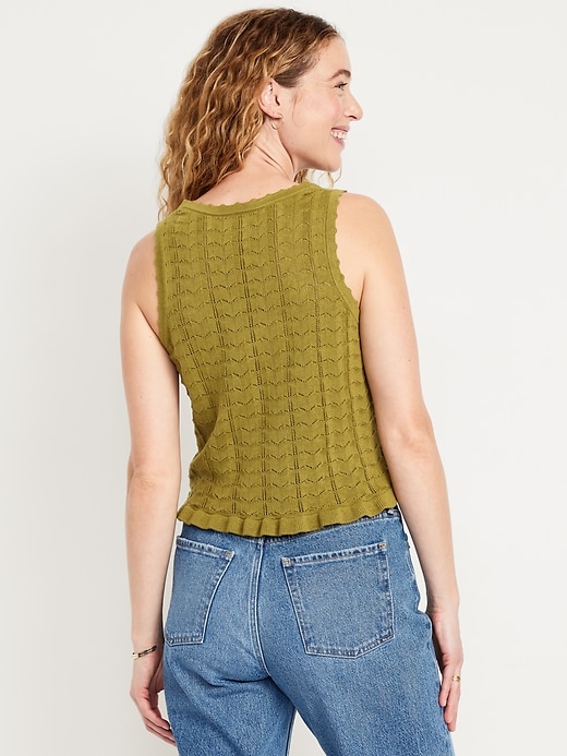Image number 2 showing, Sleeveless Pointelle Henley Top
