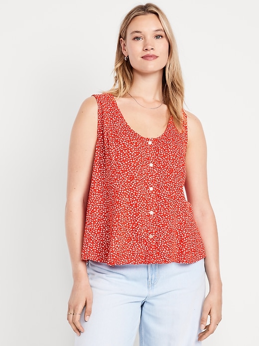 Image number 3 showing, Button-Down Crepe Tank Top