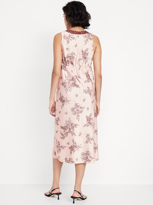 Image number 2 showing, Lace-Trim Satin Midi Dress