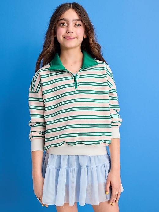 View large product image 1 of 3. Oversized Quarter-Zip Sweatshirt for Girls