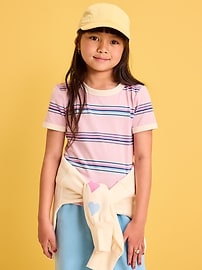 Image number 1 showing, Fitted Short-Sleeve Printed Ringer T-Shirt for Girls