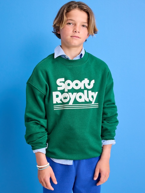 Favorite Fleece Oversized Graphic Fleece Sweatshirt for Boys - Green