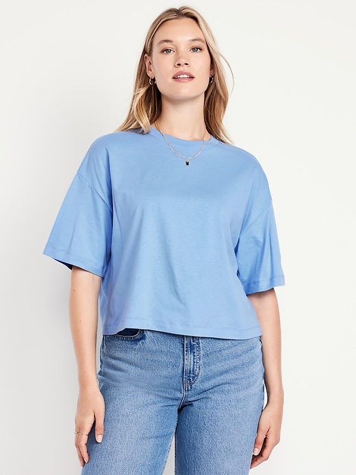 Image number 4 showing, Vintage Crew-Neck Oversized Crop T-Shirt
