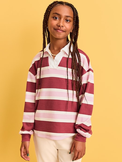 View large product image 1 of 4. Oversized Tunic Rugby Polo Shirt for Girls