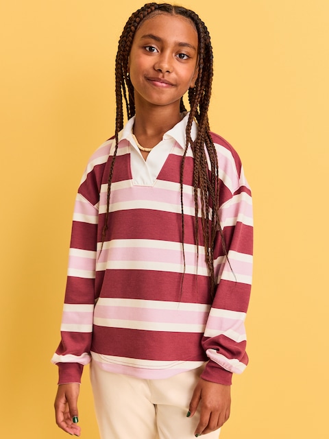 Polo de rugby long et surdimensionné de rugby pour fille - Violet