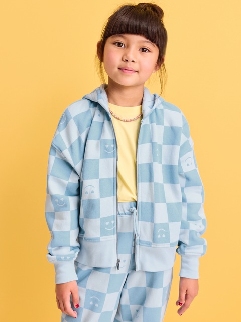 Favorite Fleece Printed Zip-Front Hoodie for Girls - Blue