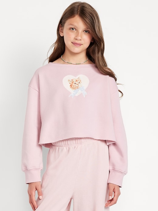 View large product image 1 of 4. Boat-Neck Graphic Sweatshirt for Girls
