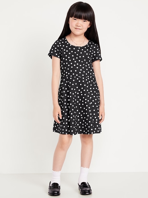 View large product image 1 of 3. Printed Short-Sleeve Fit and Flare Dress for Girls