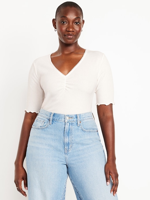Image number 4 showing, Ruffle-Trim Ribbed Top