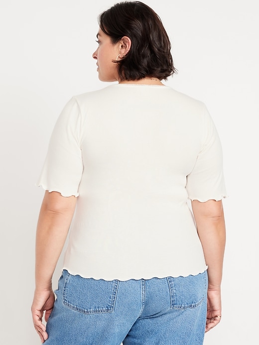 Image number 7 showing, Ruffle-Trim Ribbed Top