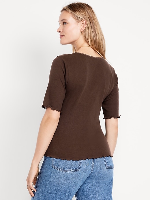 Image number 5 showing, Ruffle-Trim Ribbed Top