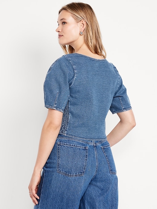 Image number 6 showing, Square-Neck Denim Crop Top