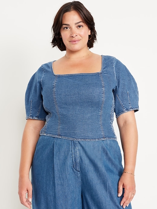 Image number 7 showing, Square-Neck Denim Crop Top