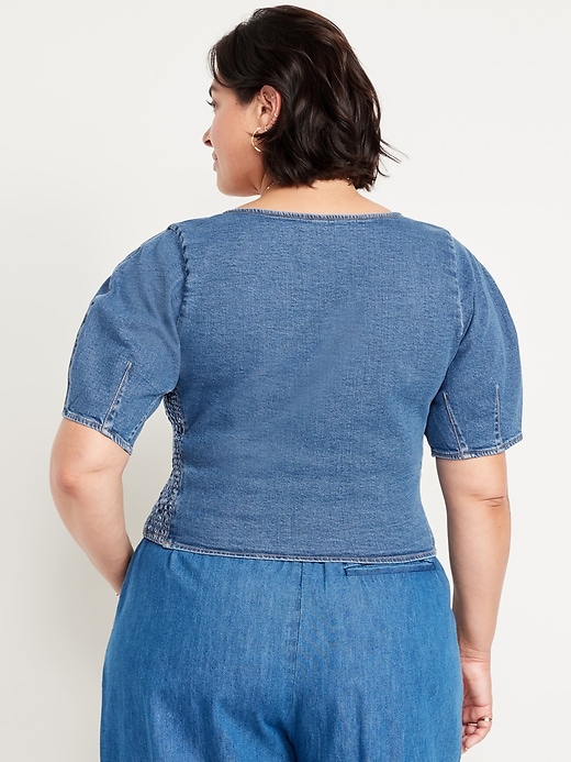Image number 8 showing, Square-Neck Denim Crop Top