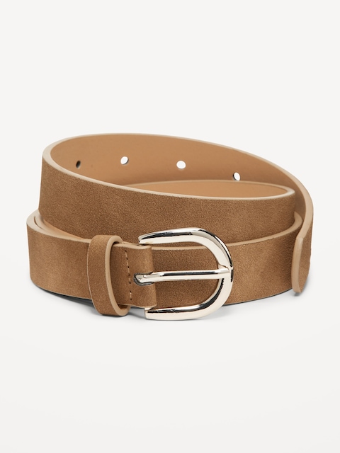 Faux-Suede Belt for Women - Brown