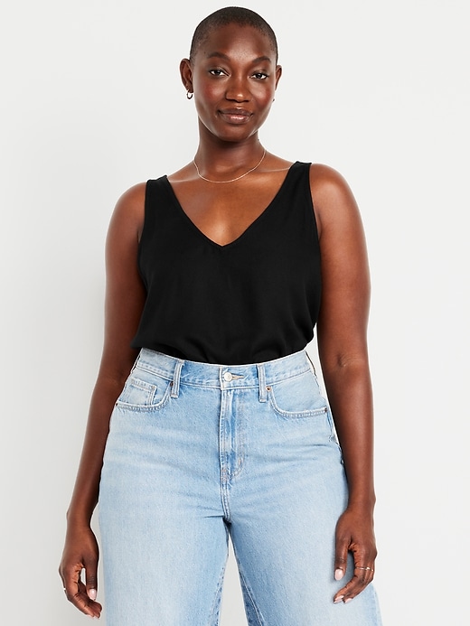 Image number 3 showing, Sleeveless V-Neck Crepe Top