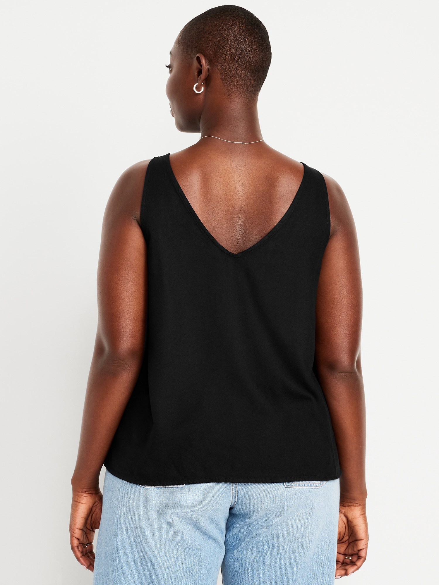 Sleeveless V-Neck Crepe Top