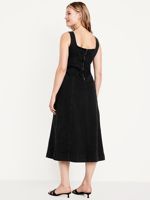 Image number 4 showing, Fit & Flare Sleeveless Denim Midi Dress