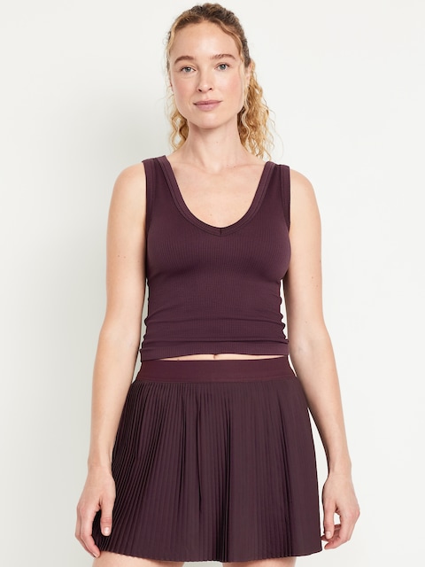 Exhale Seamless Fitted Rib Tank - Red