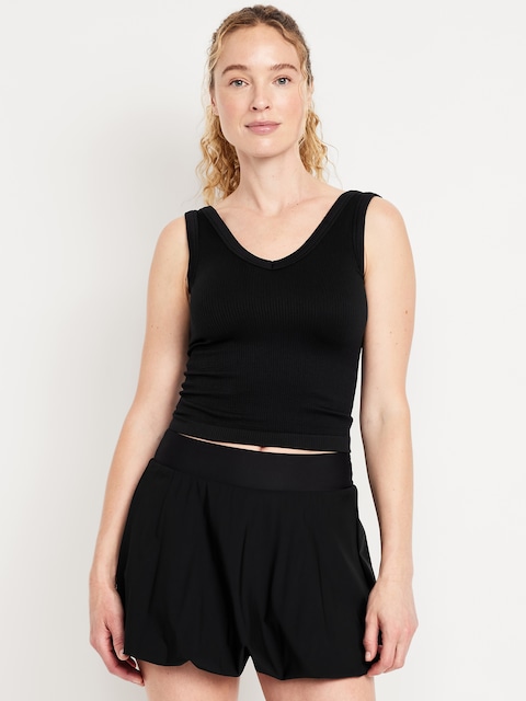 Exhale Seamless Fitted Rib Tank - Black Jack