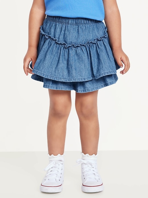 View large product image 2 of 4. High-Waisted Jean Skort for Toddler Girls