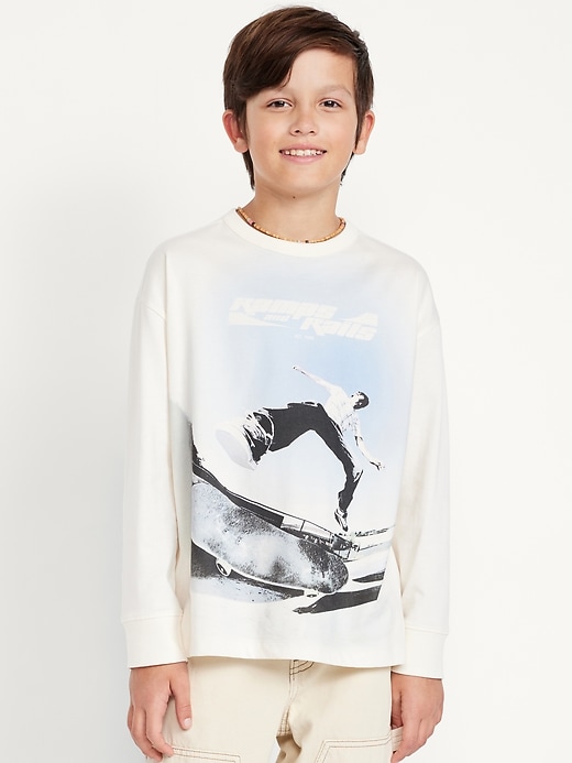 View large product image 1 of 2. Oversized Long-Sleeve Graphic T-Shirt for Boys