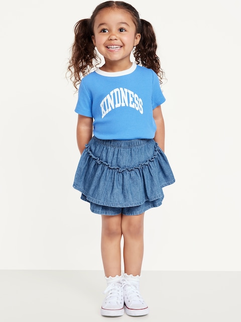 High-Waisted Jean Skort for Toddler Girls