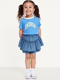 Image number 1 showing, High-Waisted Jean Skort for Toddler Girls