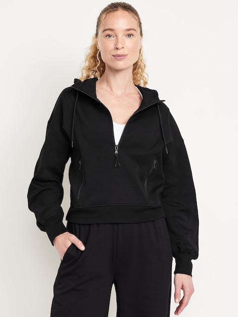 Dynamic Fleece Half-Zip Hoodie Sweatshirt - Black