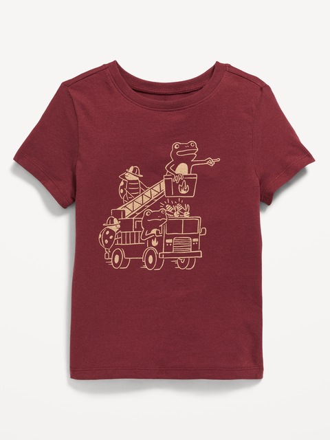 T-shirt à manches courtes à imprimé unisexe pour tout-petit - Rouge