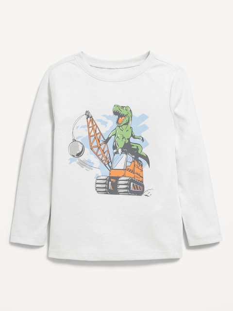 T-shirt à manches longues à imprimé unisexe pour tout-petit - Gris Chiné Pâle