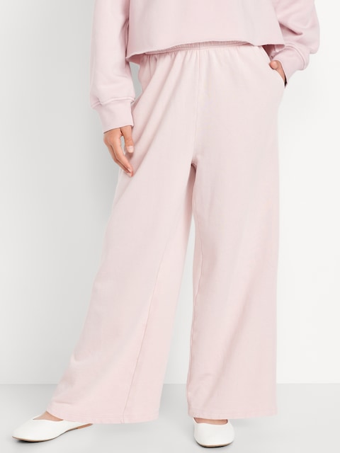 Baggy Fleece Straight-Leg Sweatpants for Girls - Pink