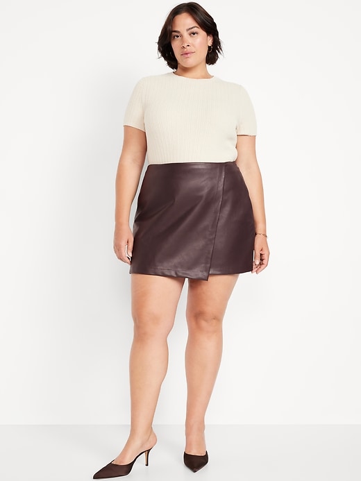 Image number 6 showing, High-Waisted Faux-Leather Mini Skirt