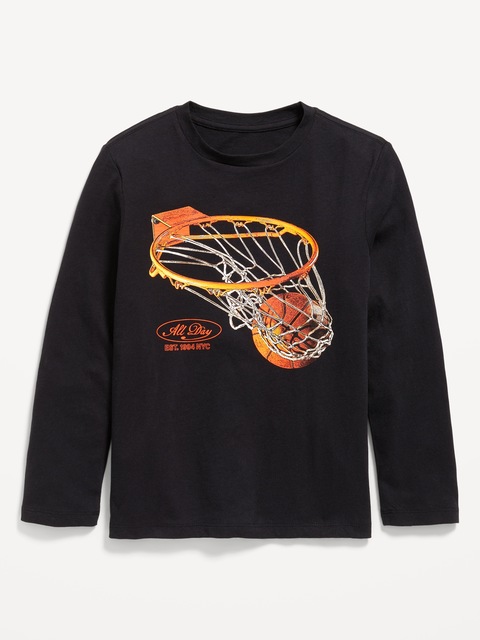 T-shirt à imprimé à manches longues pour garçon - Noir