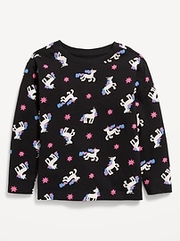 Image number 1 showing, Printed Long-Sleeve T-Shirt for Toddler Girls