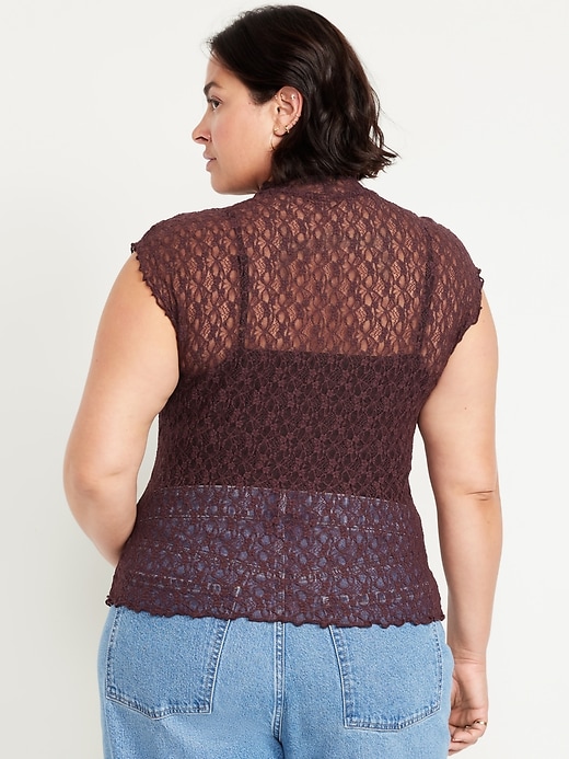 Image number 7 showing, Mock-Neck Lace Top