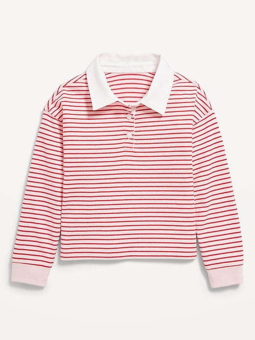 Image number 1 showing, Long-Sleeve Cropped Polo Top for Toddler Girls