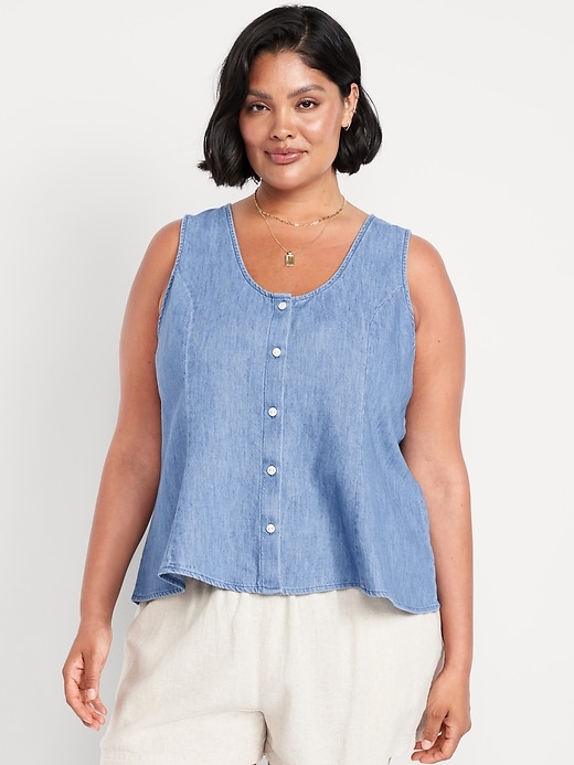 Image number 5 showing, Button-Down Denim Swing Top