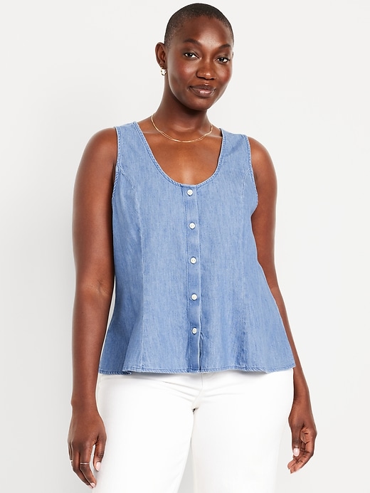 Image number 8 showing, Button-Down Crepe Tank Top