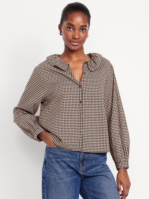 Image number 1 showing, Button-Down Ruffle Shirt